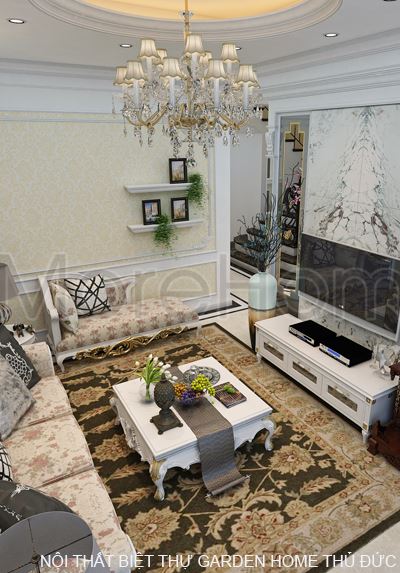 Trang trí nội thất phòng khách biệt thự Garden Home Thủ Đức - Chị Tuyết
