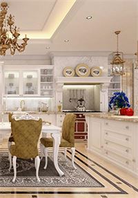 Thiết kế phòng bếp biệt thự phố phong cách tân cổ điển - Anh Thái