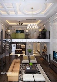 Thiết kế nội thất phòng khách gỗ óc chó tại căn hộ DUPLEX MANDARIN GARDEN