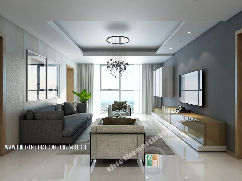 Thiết kế nội thất chung cư Thăng Long Number One tiện nghi, KTS đã khéo léo sắp xếp không gian xanh tạo sự cân bằng về màu sắc, hay đơn giản là sử dụng thiết kế đèn trùm cách tân nhẹ nhàng mang đến sự hài hòa về đường nét. Thiết kế nội thất chung cư đẹp, hiện đại class=