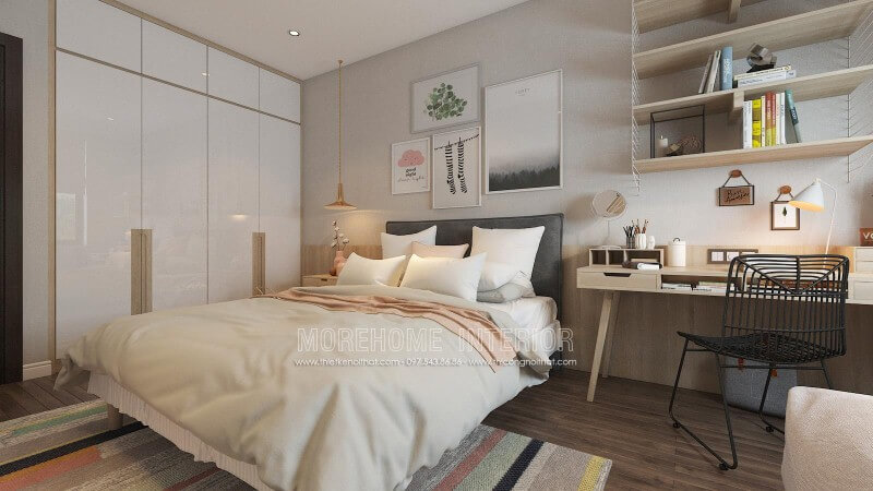 Bộ tranh in canvas 4 bức treo tường độc đáo, sinh động tạo nét trẻ trung, đáng yêu cho phòng ngủ con gái. Thiết kế nội thất chung cư đẹp, hiện đại class=