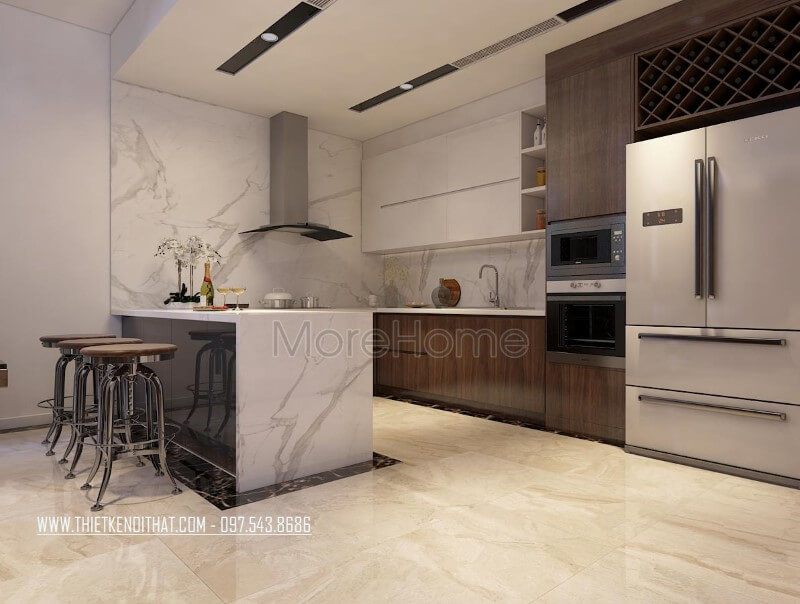 Thiết kế phòng bếp chung cư đẹp, ấn tượng