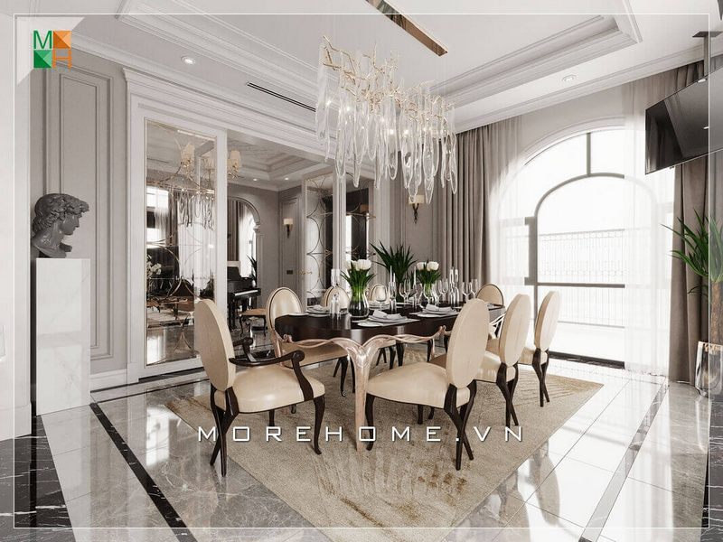 Morehome xin giời thiệu cho quý khách mẫu thiết kế phòng ăn đẳng cấp và sang trọng cho biệt thự, nhà phố, chung cư cao cấp. thiết kế chung cư