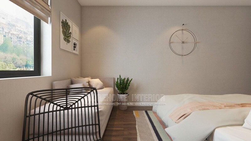 Ghế đôn sofa dài màu ghi thư giãn với thiết kế đơn giản nhưng êm ái sẽ là lựa chọn tuyệt vời cho phòng ngủ hiện đại. Thiết kế chung cư