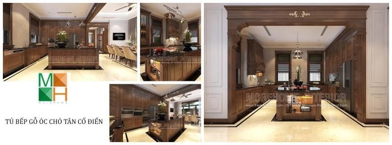 Nếu bạn đang tìm kiếm một tủ bếp sang trọng, hãy đến với MoreHome để trải nghiệm chất lượng và sự tinh tế của tủ bếp gỗ óc chó tân cổ điển.