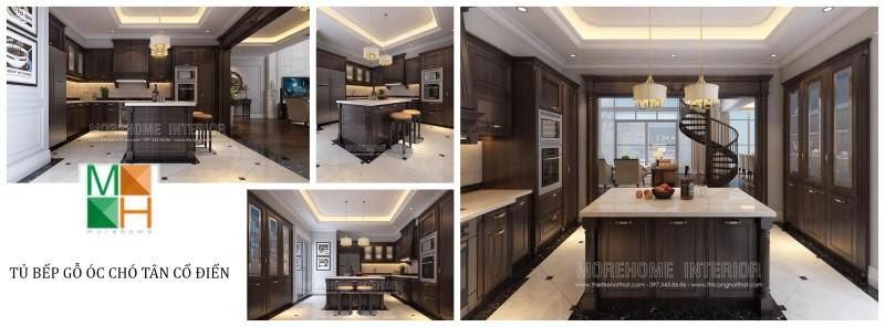 MoreHome giới thiệu một mẫu thiết kế tủ bếp tân cổ điển cao cấp, đầy trang nhã và gần gũi với cuộc sống hàng ngày của gia đình.
